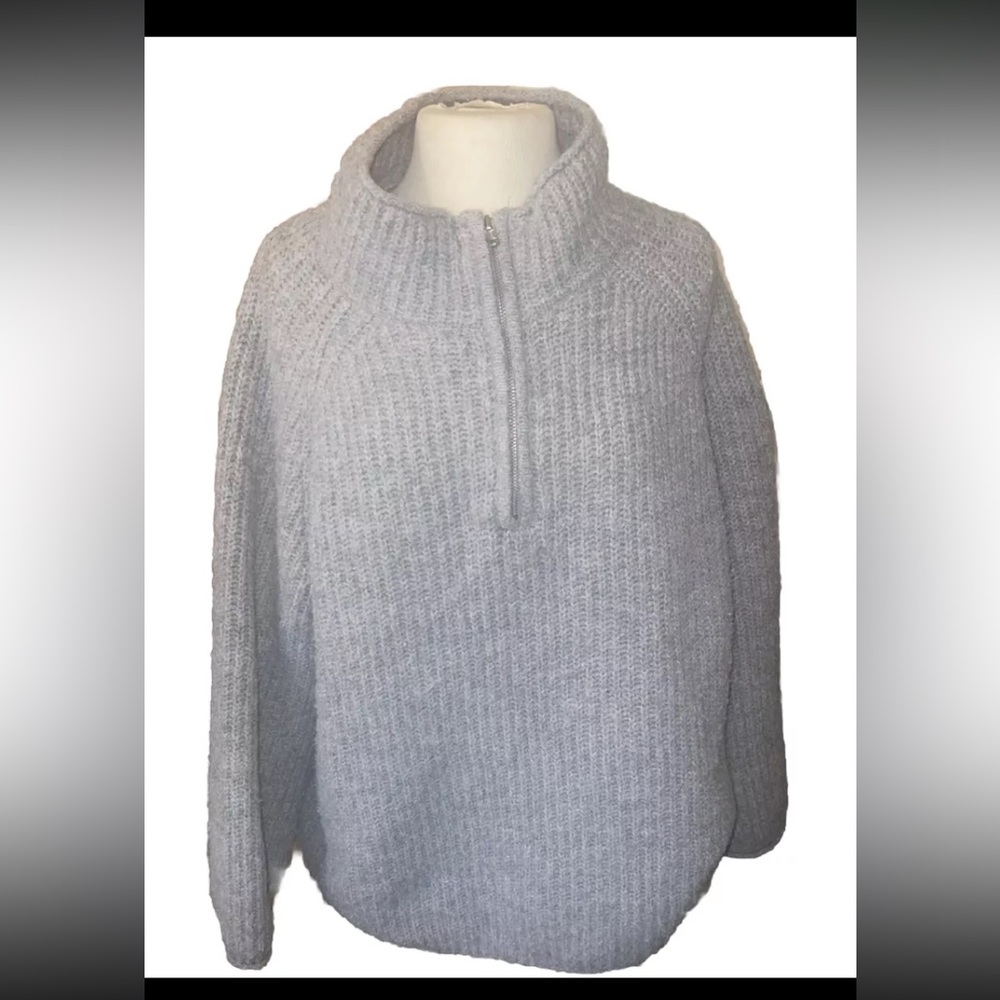 ASOS  Gray Maternity sweater Half Zip Collared Size 14